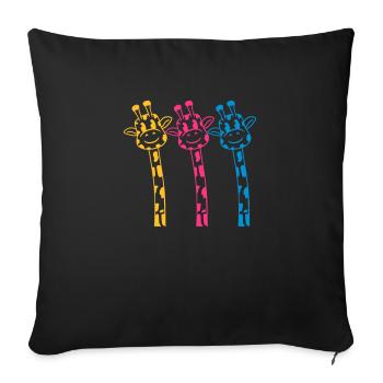 3 Funny comic cartoon giraffes in bright colors - Sofa pillowcase 17,3'' x 17,3'' (45 x 45 cm) - black - Front