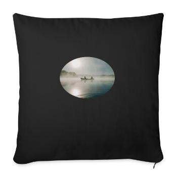Fishing in the boat - Sofa pillowcase 17,3'' x 17,3'' (45 x 45 cm) - black - Front
