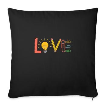 Enseignant enseignante T-shirt idée cadeau - Housse de coussin décorative 45 x 45 cm - noir - Devant