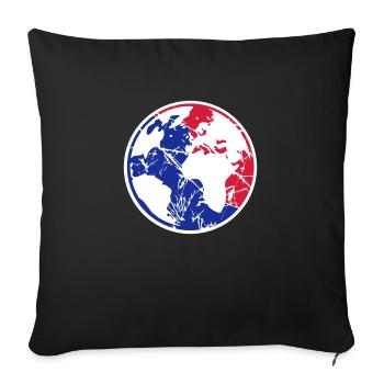 rouge bleu terre planète monde voyage dans le monde - Housse de coussin décorative 45 x 45 cm - noir - Devant