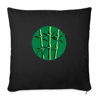 cercle rond logo 3 plantes de bambou nombreuses tige - Housse de coussin décorative 45 x 45 cm - noir - Devant