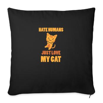 Chat Chats animaux de compagnie T-shirts idée cadeau - Housse de coussin décorative 45 x 45 cm - noir - Devant