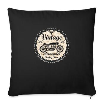 vintage motorcycles 03 - Housse de coussin décorative 45 x 45 cm - noir - Devant
