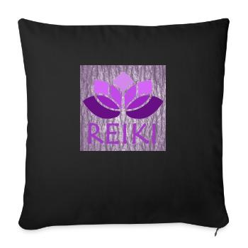 affiches reiki avec lotus violet - Housse de coussin décorative 45 x 45 cm - noir - Devant