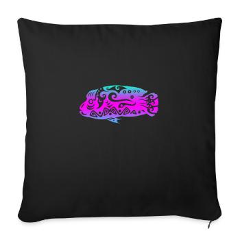 Maori tête de buffle perroquet tribal tatouage - Housse de coussin décorative 45 x 45 cm - noir - Devant