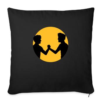 cercle de soleil autour de 2 amis équipe couple frère mains - Housse de coussin décorative 45 x 45 cm - noir - Devant