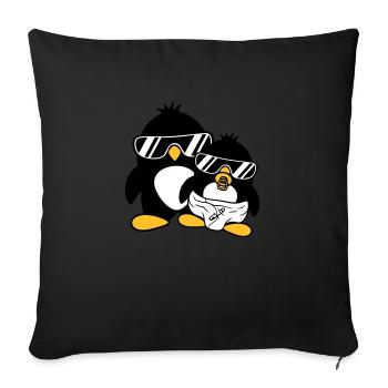 penguin father son daughter baby child pacifier win - Sofa pillowcase 17,3'' x 17,3'' (45 x 45 cm) - black - Front