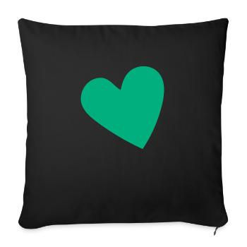Coeur vert - Housse de coussin décorative 45 x 45 cm - noir - Devant