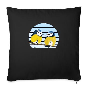 jz.birds blue tit bird design - Sofa pillowcase 17,3'' x 17,3'' (45 x 45 cm) - black - Front