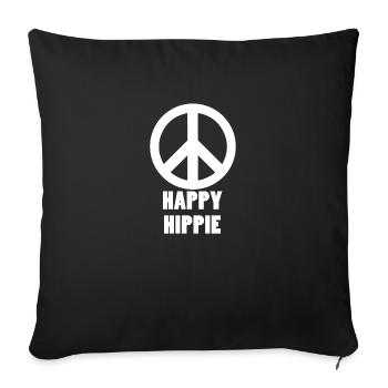 Happy Hippie | Hippies T-Shirt Peace Gift Ideas - Sofa pillowcase 17,3'' x 17,3'' (45 x 45 cm) - black - Front