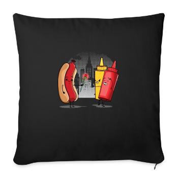 Hot Dog Love Ketchup - Sofa pillowcase 17,3'' x 17,3'' (45 x 45 cm) - black - Front