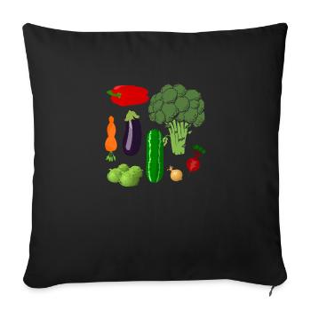 Gemüse - Sofakissenbezug 45 x 45 cm - Schwarz - Vorne