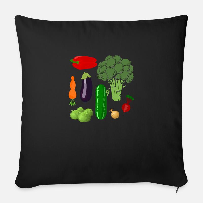 Gemüse - Sofakissenbezug 45 x 45 cm - Schwarz