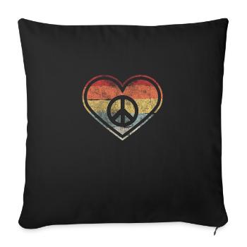 Hippie Heart | Hippies Peace Sign Love Gift - Sofa pillowcase 17,3'' x 17,3'' (45 x 45 cm) - black - Front