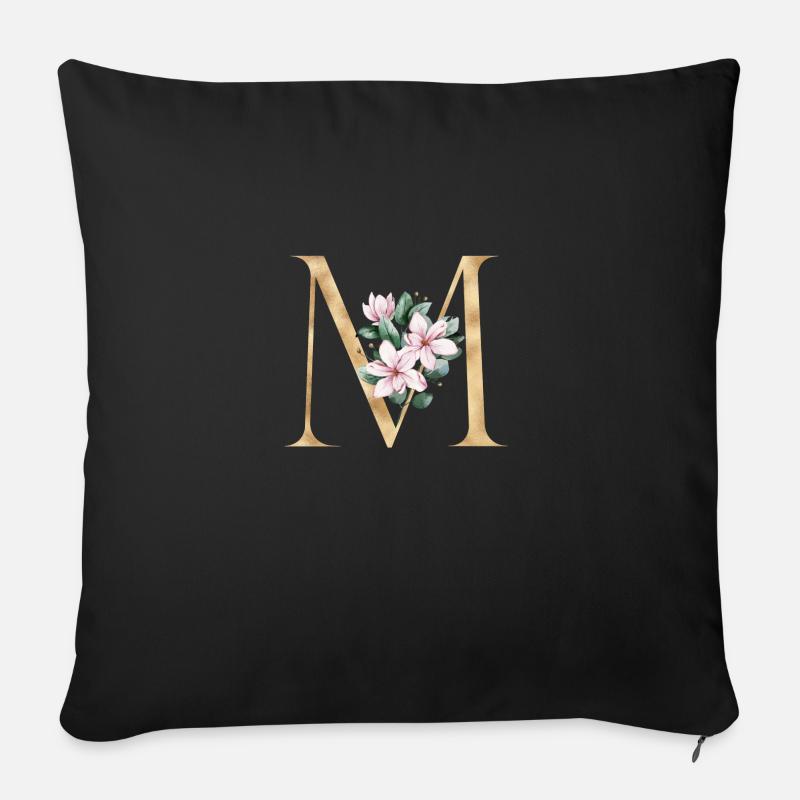 Alphabet M - Sofakissenbezug 45 x 45 cm - Schwarz