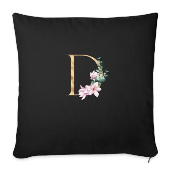 Alphabet D - Sofa pillowcase 17,3'' x 17,3'' (45 x 45 cm) - black - Front