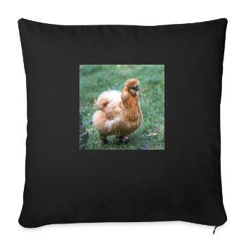 Dwarf-silky Chicken (Zwerg-Seidenhuhn) - Sofakissenbezug 45 x 45 cm - Schwarz - Vorne