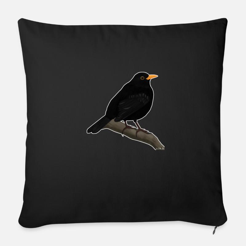 jz.birds Amsel Vogel Design - Sofakissenbezug 45 x 45 cm - Schwarz