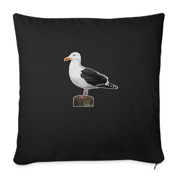 conception d'oiseau de mouette jz.birds - Housse de coussin décorative 45 x 45 cm - noir - Devant