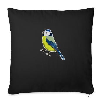 jz.birds blue tit bird design illustration - Sofa pillowcase 17,3'' x 17,3'' (45 x 45 cm) - black - Front