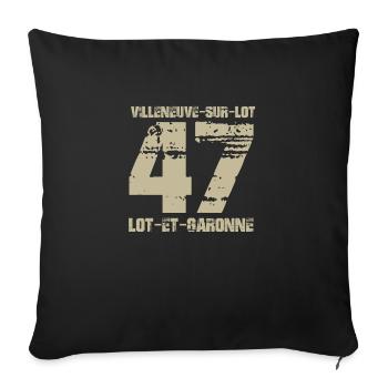 Aquitaine Lot et Garonne 47 Villeneuve sur Lot - Housse de coussin décorative 45 x 45 cm - noir - Devant