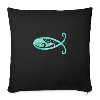 Maori Christian Fish Ocean Gift Idea - Sofa pillowcase 17,3'' x 17,3'' (45 x 45 cm) - black - Front