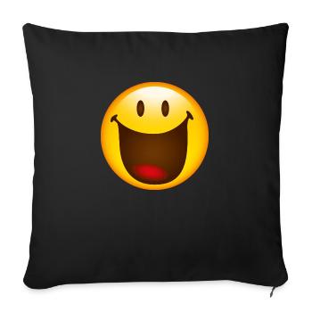 Smiley Glossy Big Happy - Sofa pillowcase 17,3'' x 17,3'' (45 x 45 cm) - black - Front