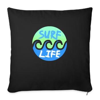 Surfing - Sofa pillowcase 17,3'' x 17,3'' (45 x 45 cm) - black - Front