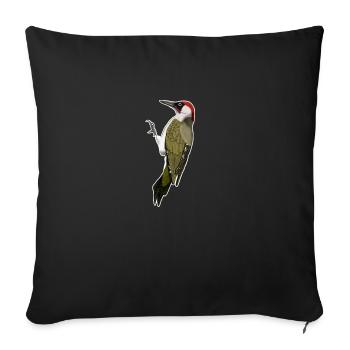 jz.birds Green Woodpecker Bird Design Illustration - Sofa pillowcase 17,3'' x 17,3'' (45 x 45 cm) - black - Front