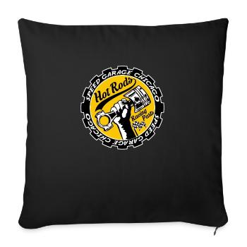 Hot Rods Racing Parts - Housse de coussin décorative 45 x 45 cm - noir - Devant