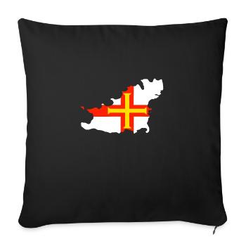 Map and Flag of Guernsey - Sofa pillowcase 17,3'' x 17,3'' (45 x 45 cm) - black - Front