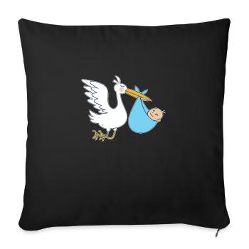 Cigogne bébé sage-femme | Idées cadeaux pour profession de sage-femme - Housse de coussin décorative 45 x 45 cm - noir - Devant