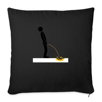 pee neige jaune hiver sol froid logo en position debout - Housse de coussin décorative 45 x 45 cm - noir - Devant