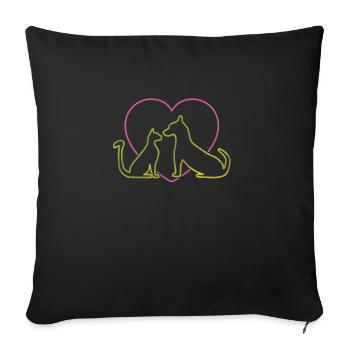 Chat chien - Housse de coussin décorative 45 x 45 cm - noir - Devant