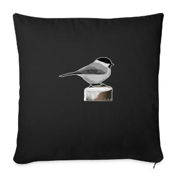 Gemalte Weidenmeise Vogel Tier Design - Sofakissenbezug 45 x 45 cm - Schwarz - Vorne