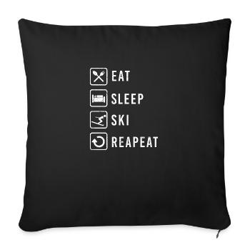 Mangez Sommeil Ski Repeat Sports D'hiver Drôle - Housse de coussin décorative 45 x 45 cm - noir - Devant