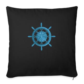 Steering wheel with wind rose - Sofa pillowcase 17,3'' x 17,3'' (45 x 45 cm) - black - Front
