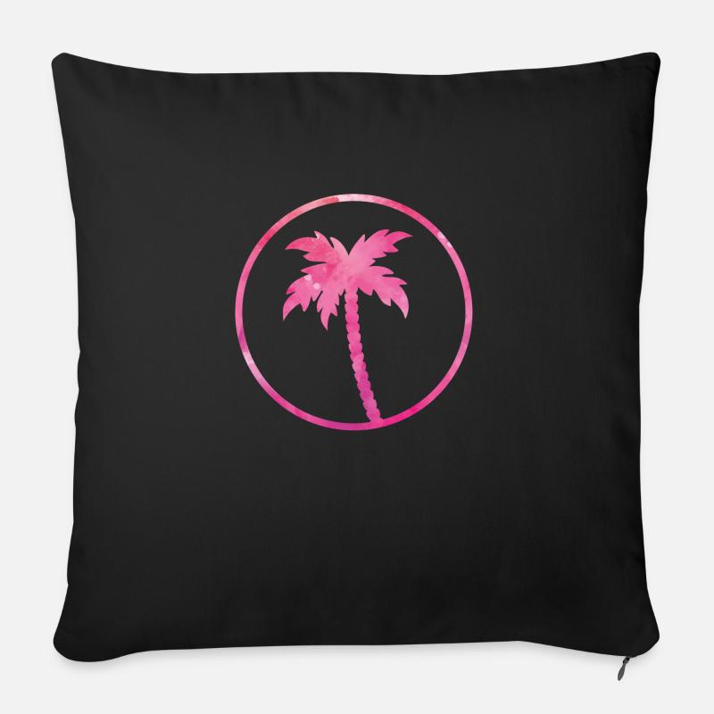 palm tree pink design - Sofakissenbezug 45 x 45 cm - Schwarz