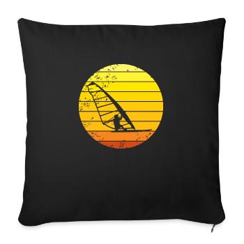 Windsurfer retro sunset - Housse de coussin décorative 45 x 45 cm - noir - Devant