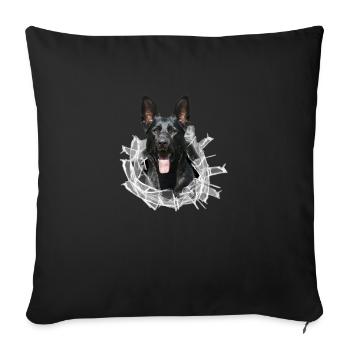 Schwarzer Schäferhund im Glas Loch - Sofakissenbezug 45 x 45 cm - Schwarz - Vorne