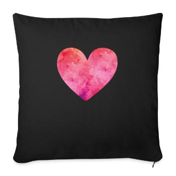heart watercolor - Sofakissenbezug 45 x 45 cm - Schwarz - Vorne