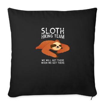 Sloth Hiking Team, Hiking, Mountain - Sofa pillowcase 17,3'' x 17,3'' (45 x 45 cm) - black - Front