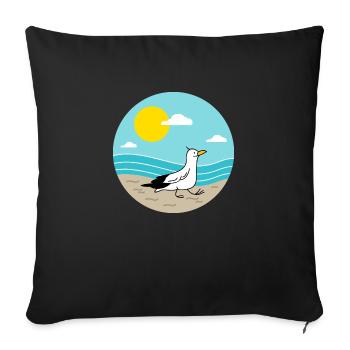 Seagull at the sea - Sofa pillowcase 17,3'' x 17,3'' (45 x 45 cm) - black - Front