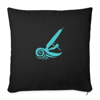 Surfing Wind Surfer Girl Silhouette Geschenkidee - Sofakissenbezug 45 x 45 cm - Schwarz - Vorne