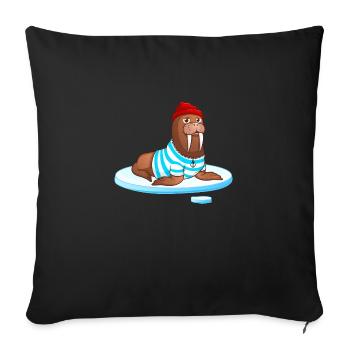 Hipster Walrus | ⚓ Nordic | Hanseatic - Sofa pillowcase 17,3'' x 17,3'' (45 x 45 cm) - black - Front