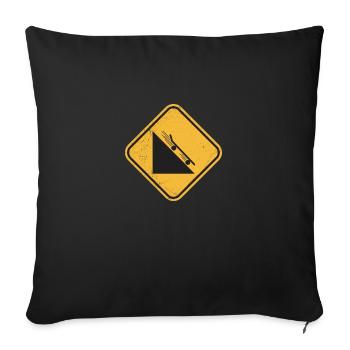 Panneau d'avertissement de planche à roulettes de descente cadeau drôle - Housse de coussin décorative 45 x 45 cm - noir - Devant