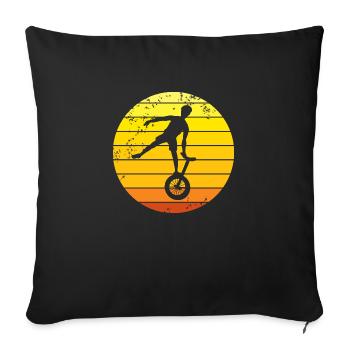 Unicycling retro sunset unicyclist - Sofa pillowcase 17,3'' x 17,3'' (45 x 45 cm) - black - Front