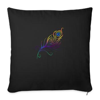 Tribal tattoo peacock feather feather gift idea - Sofa pillowcase 17,3'' x 17,3'' (45 x 45 cm) - black - Front