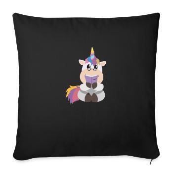 Einhorn Lesen Ein Buch Buchwurm Geschenkidee - Sofakissenbezug 45 x 45 cm - Schwarz - Vorne