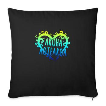 Maori Aroha Aotearoa Siver Fern Herz-Geschenkidee - Sofakissenbezug 45 x 45 cm - Schwarz - Vorne
